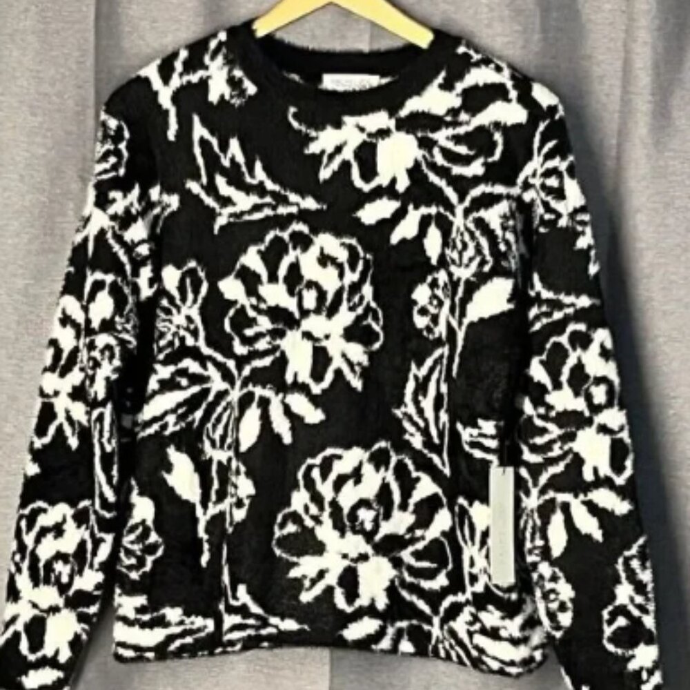 Black and White Floral Sweater